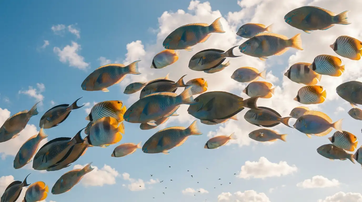 青空を泳ぐ魚群